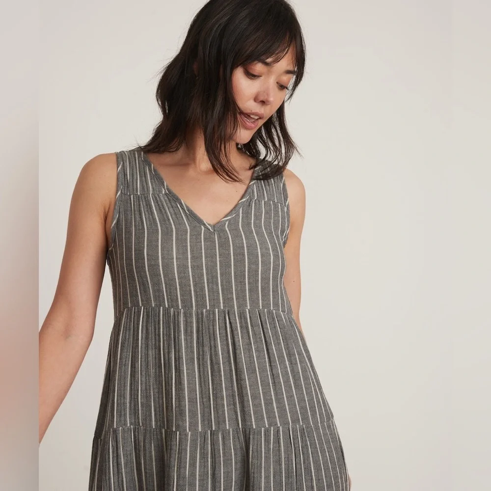 NWOT Marine Layer Corinne Maxi Dress in Black and White Stripe V-Neck Size Large - Picture 6 of 9